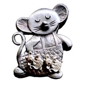 🔥Vintage Torino Pewter Mouse, Brooch, Earring, Necklace Set